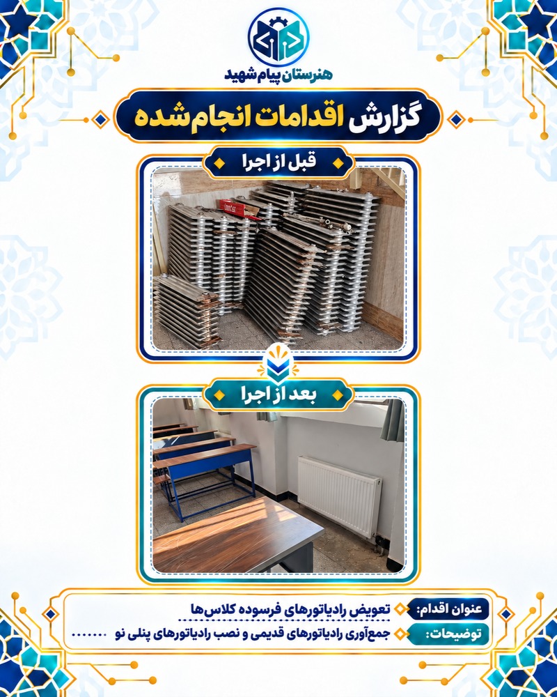 گزارش تصویری تعویض رادیاتورهای فرسودهٔ کلاس‌ها
